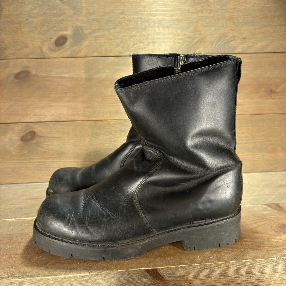 Harley Davidson Mens size 9.5 shoes Black Leather Side Zip moto Biker boots
